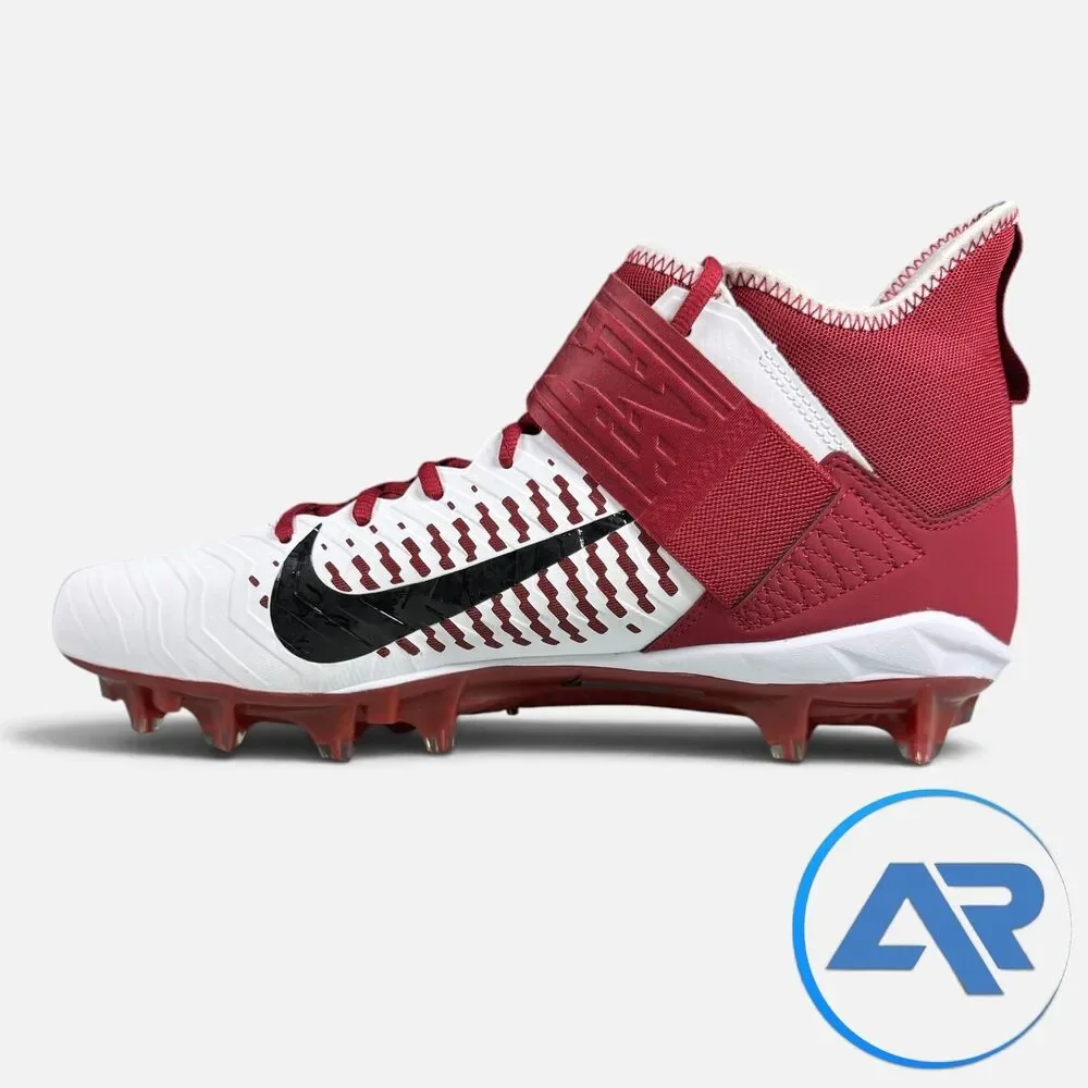 Nike Alpha Menace Pro 2 Mid Football Cleats White Red Men’s Size 12.5 BV3945-106